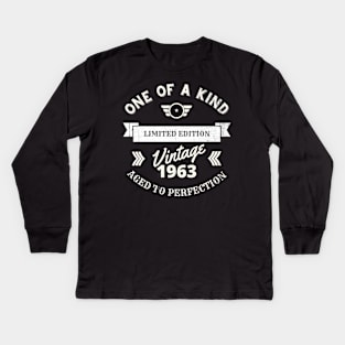 One of a Kind, Limited Edition, Vintage 1963, Aged to Perfection Kids Long Sleeve T-Shirt